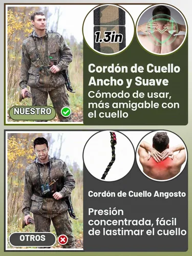 Vista 2 de PAMASE Cordón de llamada de pato, accesorios de caza de silbatos de pato con 10 bucles extraíbles, transporte de ganso tejido de camuflaje, regalos