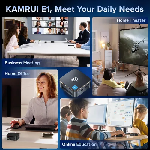 Vista 9 de KAMRUI Mini PC Celeron J3455, Mini computadora de escritorio, 86B DDR/128GB eMMC pequeña computadora 4K soporte 2.5" SSD/mSATA SSD/2.4G+5G WiFi dual