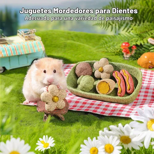 Vista 2 de mini&moe Juguetes masticables de hámster para dientes – Cuinea Pig, masticables y golosinas naturales para enriquecimiento de hámsters, mejoran
