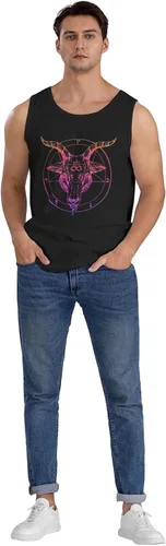 Vista 4 de allgobee Mens Cotton Tank Top Baphomet-Satan-Goat Athletic Shirts Boxing Gym Shirts Plain Vest Tee