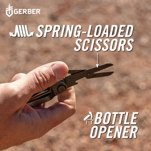 Vista 6 de Gerber Gear Armbar Scout Multiherramienta 7 en 1 - Hoja de borde liso de 2.5 pulgadas, martillo, tijera, sierra, equipo EDC - Onyx