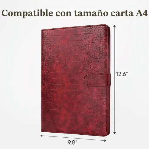 Vista 3 de Mymazn - Carpeta portapapeles para portapapeles de piel sintética con cubierta para bloc de notas tamaño carta A4 8.5 x 12 pulgadas para Rojo