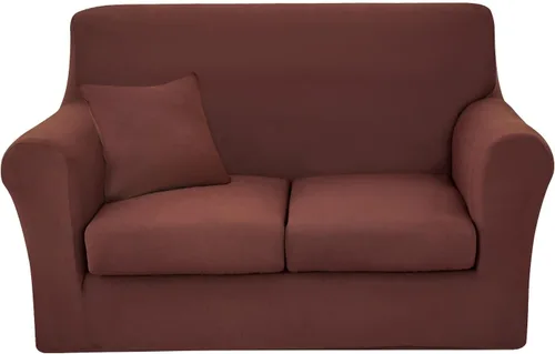 Vista 24 de JQinHome Funda elástica de 4 piezas para sofá, funda para sofá, funda para loveseat con 2 fundas de cojín separadas, protector de muebles lavable