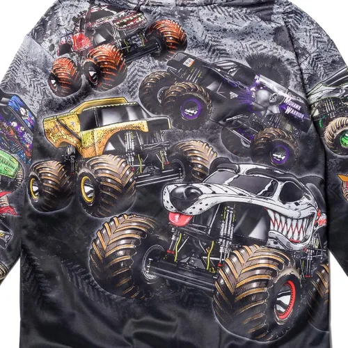 Vista 4 de Monster Jam Zombie Grave Digger Megalodon - Sudadera con capucha de forro polar para niños pequeños a grandes