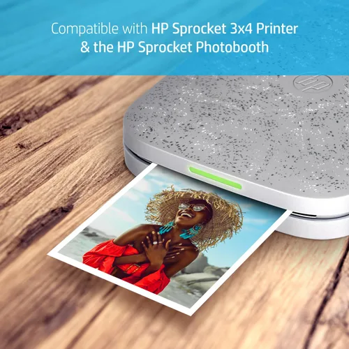 Vista 4 de HP Sprocket - Papel fotográfico Zink de 3.5 x 4.25 pulgadas, con respaldo adhesivo (20 unidades) compatible con piñones de 3 x 4, impresora