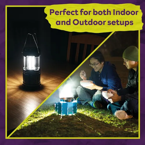 Vista 6 de ATack Linterna LED para campamento, funciona con pilas, paquete de 4 linternas de campamento para cortes de energía, luces colgantes plegables