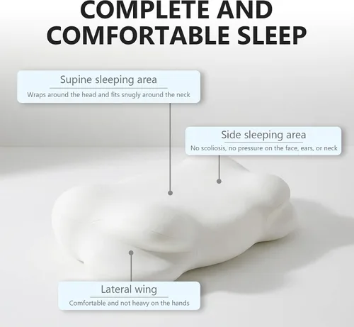 Vista 4 de Almohada Cloud de espuma viscoelástica ergonómica para el cuello cervical con funda de almohada transpirable, diseño ajustable de doble altura