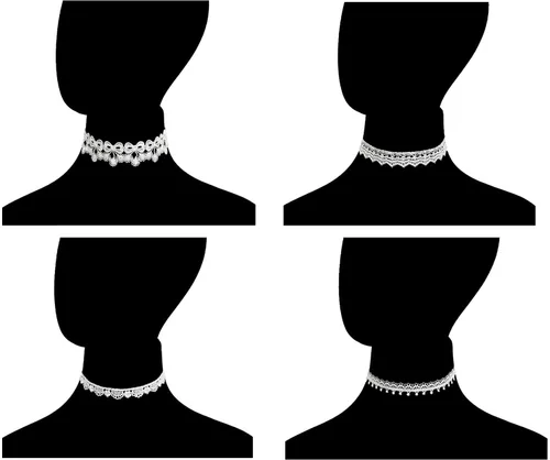 Vista 6 de LINKY Conjunto de joyería de 10 piezas de gargantilla de encaje blanco para mujeres y niñas,