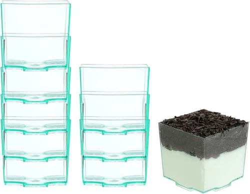 Vista 8 de Restaurantware Mini tazas de postre de 2 onzas, 100 tiradores cuadrados para postres, desechables Quadrato de plástico negro, tazas de parfait