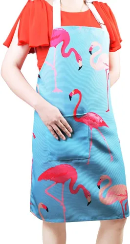 Vista 5 de Love Potato Delantales de chef de cocina para hombres y mujeres, delantal unisex con bolsillo para cocinar, hornear, jardinería, flamenco