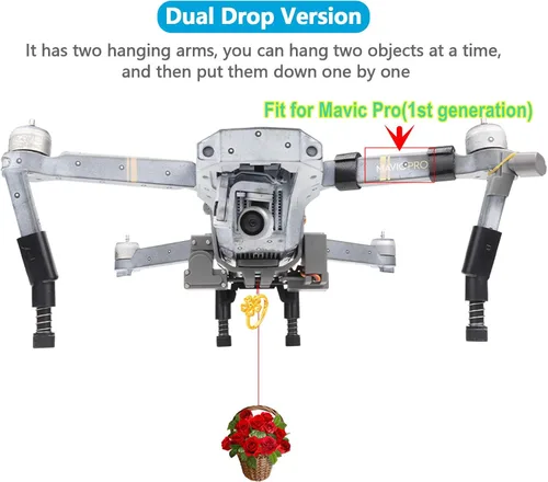 Vista 2 de Hanatora Dispositivo de caída de liberación de aire de carga útil de doble caída para dron DJI Mavic Pro, sistema cuentagotas de transporte con clip