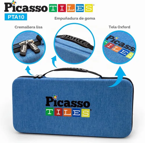 Vista 3 de PicassoTiles - Estuche magnético de transporte, organizador de bolsa de viaje para niños Estuche de transporte