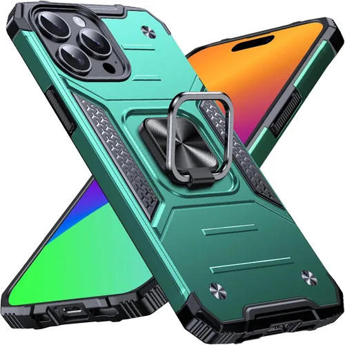 Vista 56 de Anqrp Funda resistente para iPhone 6/7/8/SE/SE2 con soporte de anillo mejorado y agarre, grado militar, a prueba de golpes, resistente y robusta