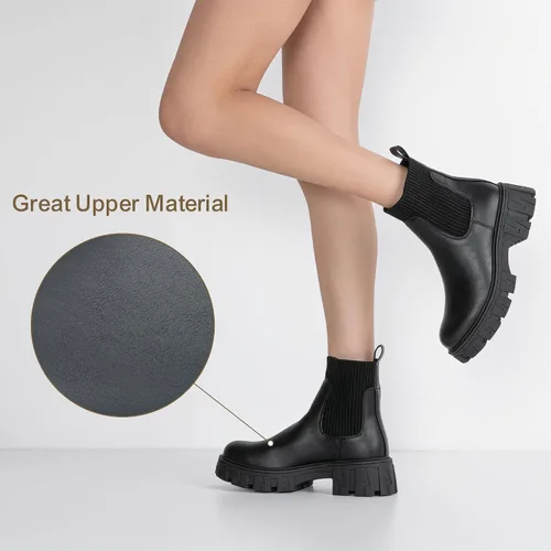 Vista 6 de Jeossy Botines 9610 para mujer, con plataforma Chelsea, tacón grueso, suela elástica