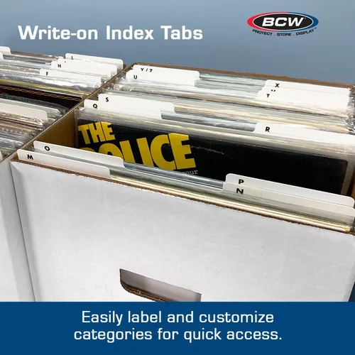 Vista 4 de BCW Separadores de discos de 12 pulgadas, color blanco, paquete de 25 unidades, organiza LPs, pestañas para escribir Colecciones de vinilo
