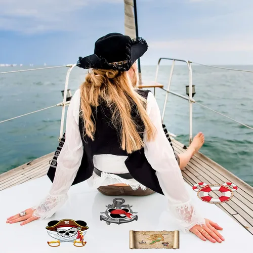 Vista 4 de JieyueJewelry 12 calcomanías magnéticas para puerta de crucero, capitán pirata, ratón, navegación marina, automóvil, crucero, puerta, decoración