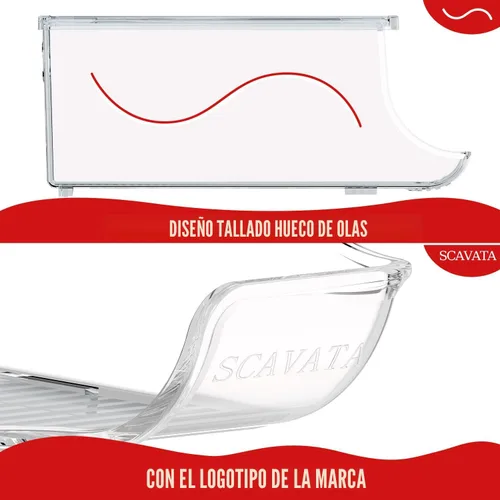 Vista 5 de SCAVATA Paquete de 2 organizadores apilables para refrigerador, dispensador de latas de soda, contenedor de bebidas con tapa para refrigerador