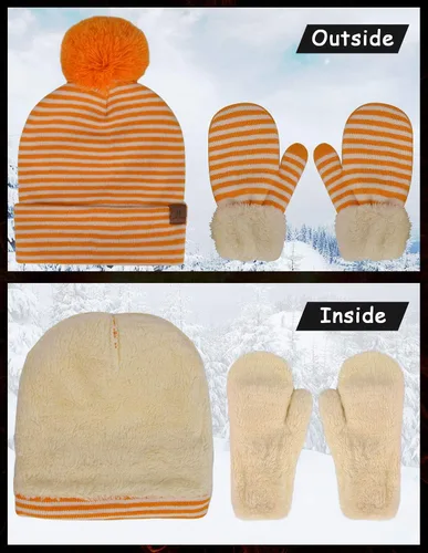 Vista 2 de Juego de gorro y guantes de invierno para niños de 2 a 5 años