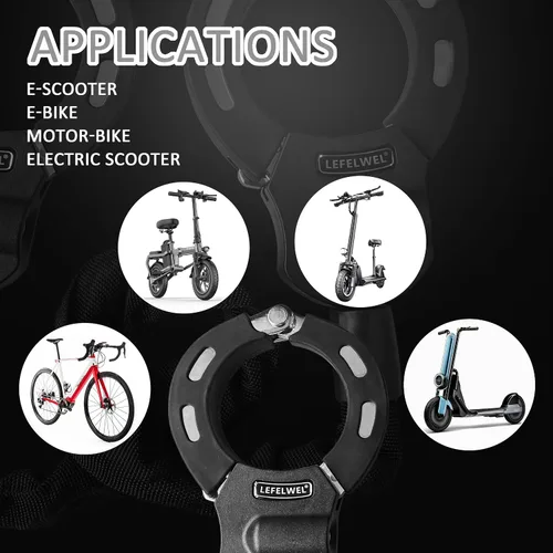 Vista 7 de Cerraduras de Scooter Eléctrico Antirrobo, Cerradura de Cadena de Bicicleta con Bolsa, Mejor Cerradura para Accesorios de Scooter Eléctrico Xiaomi