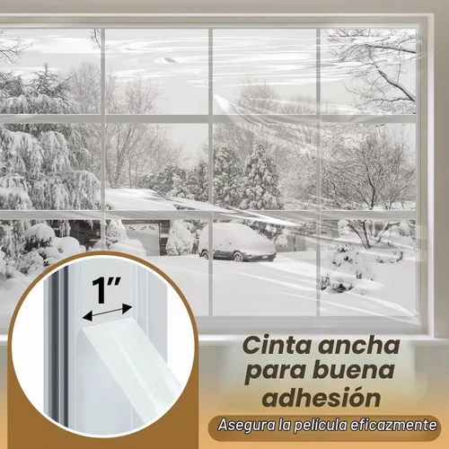 Vista 4 de Kit de aislamiento de ventana de 62×236 pulgadas para invierno - Endurecer plástico para 5 ventanas interiores para invierno, película retráctil