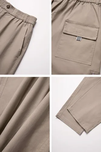 Vista 6 de THWEI Pantalones cargo para hombre, estilo casual, de algodón, con múltiples bolsillos, para senderismo, trabajo