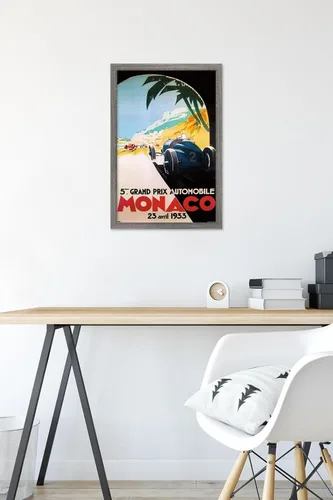 Vista 6 de Trends International Grandprix Automobile Monaco 1933 - Póster de pared Versión enmarcada Barnwood