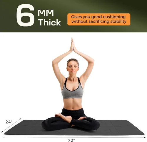 Vista 4 de U&M Yoga Mat Non Slip, 0.24" Thick 72"x24" TPE Yoga Mats for Women Men, Anti-Tear Exercise & Fitness Mat with Carrying Strap, Workout Mats for Yoga