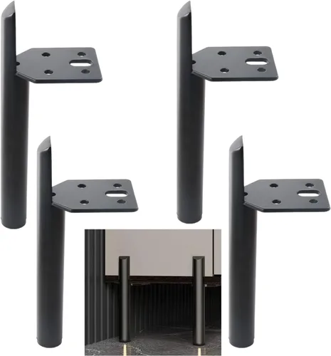 Vista 11 de Patas de muebles de 2 pulgadas, patas negras para mesa de café, patas de muebles de metal de mediados de siglo para sofá, gabinete, otomana, juego