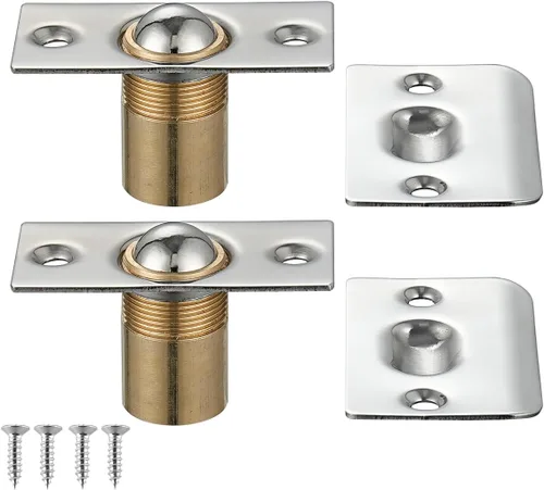 Vista 16 de JQK Herrajes para puerta de clóset, acero inoxidable ajustable con placa de golpeo, bronce antiguo, paquete de 2 unidades, HBC100-QG-P2