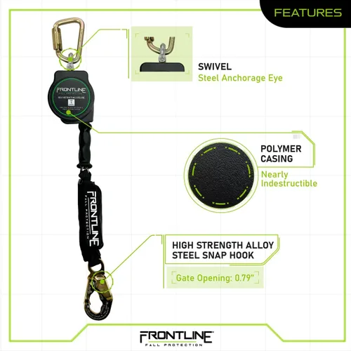 Vista 3 de Frontline RPG10' Cable SRL con extremo de gancho de presión de acero Cable de acero galvanizado de 3/16 pulgadas Ligero, duradero Ojo