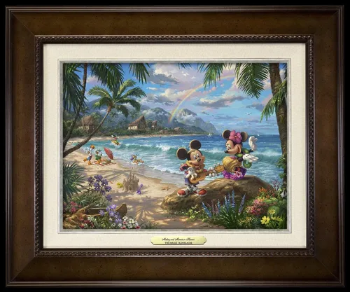 Vista 13 de Thomas Kinkade Studios Disney's Mickey and Minnie in Hawaii - Lienzo con envoltura de galería (8 x 10 pulgadas)