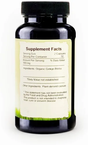 Vista 2 de Ginkgo Biloba Capsule — Suplemento de memoria para el cerebro — Suplemento energético — 100 ct
