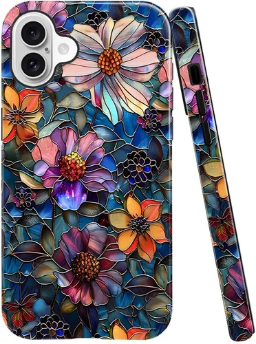 Vista 36 de Funda TnXee Compatible con iPhone 11, Funda Híbrida de 2 Capas de Prevención de Caídas con Arte Floral Colorido para Niñas y Niños