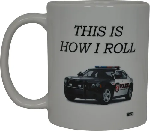 Vista 3 de Rogue River Tactical Divertida taza de café de policía con texto en inglés "I Like Big Busts And This Is How I Roll Cop Car Novelty Cup Set