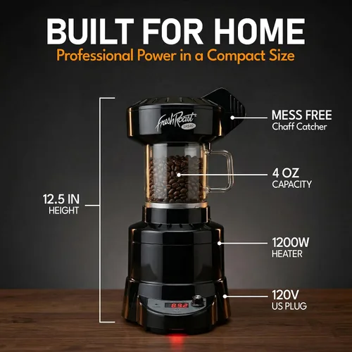 Vista 6 de SR540 Tostador Automático de Granos de Café Tueste Café en Casa Ajustes de Calor Variables Control de Ventilador de Convección Pantalla