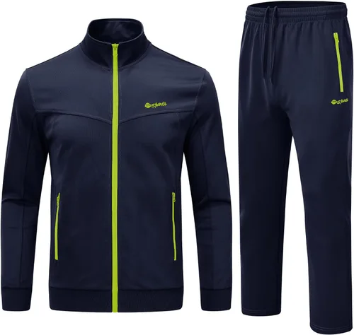 Vista 11 de Rdruko Conjunto Deportivo de 2 Piezas para Hombre, Traje Deportivo con Cremallera Completa, Sudaderas Deportivas para Gimnasio, Ropa Deportiva Gris