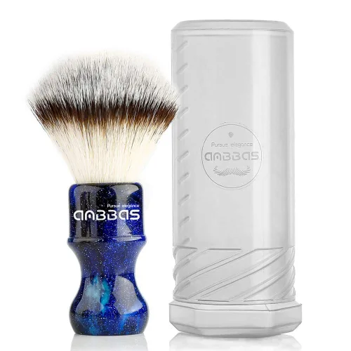 Vista 8 de Anbbas Cepillo de afeitar sintético de tejón con mango de resina, cerdas de nailon, cepillo de espuma para el cabello, para viajes, afeitado Ámbar
