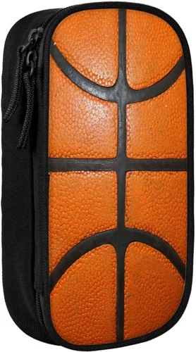 Vista 3 de Perinsto Estuche para lápices con textura de baloncesto, gran capacidad, con múltiples compartimentos, estuche para lápices, organizador