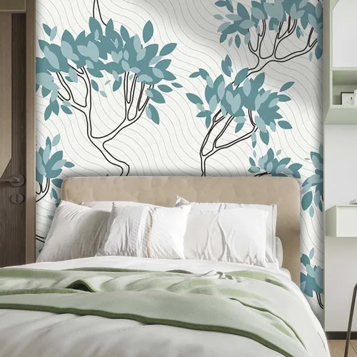 Vista 2 de Papel tapiz para muebles de madera, colorido papel tapiz de flores frescas y pájaros hojas, sala de estar, apto para inquilinos (W) 40 pulgadas