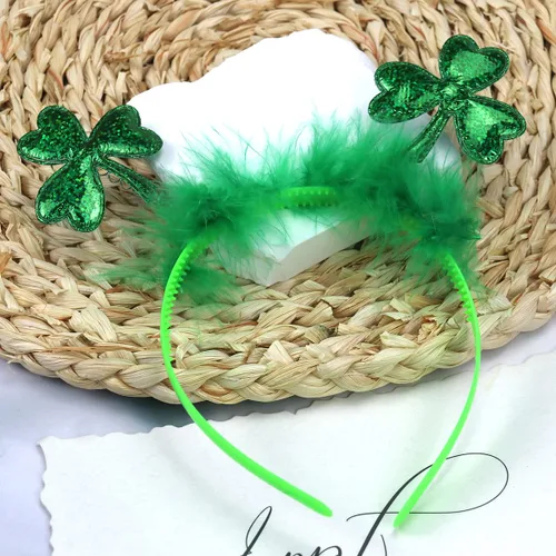 Vista 2 de Totelux Diadema para el día de San Patricio, trébol verde, diadema para mujeres y niñas, tocado festivo, accesorios de disfraces, decoración