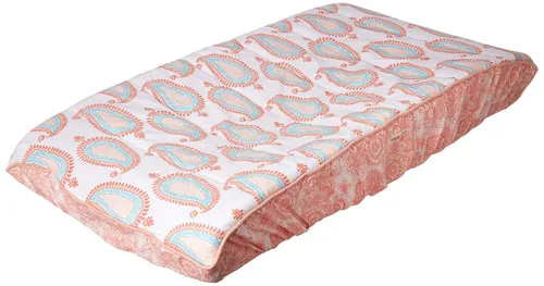 Vista 9 de Bacati - Funda acolchada para cambiador con estampado floral de cachemira (aguamarina/coral floreta)