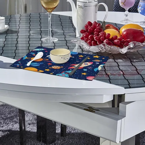 Vista 4 de Spaceship Astronaut Placemats Set of 6 Resistant Table Mats Washable Place Mats for Dinner Party Table Decoration