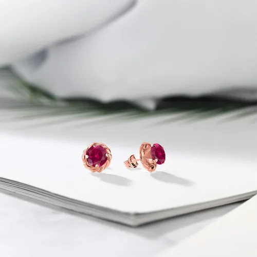 Vista 29 de Gem Stone King Aretes de plata de ley 925 de 0.236 in con piedra natal redonda para mujer