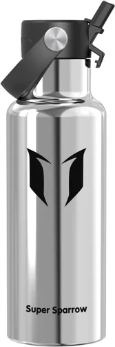 Vista 10 de Super Sparrow Botella de Agua Aislada - 17 Oz / 25 Oz / 34 Oz - Frasco FlipFlow de Boca Estándar - Libre de BPA, Botella a Prueba de Fugas