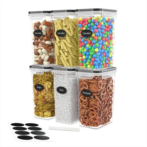 Vista 9 de DWËLLZA KITCHEN Juego de recipientes herméticos para almacenamiento de alimentos, 8 piezas, 1.4 litros, recipientes de almacenamiento de plástico