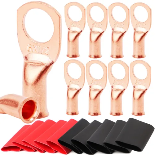 Vista 81 de TKDMR - Kit de 264 piezas de extremos de cable de batería, 132 piezas de terminales de anillo de lengüetas de cable de cobre resistentes AWG 8 6 4 2