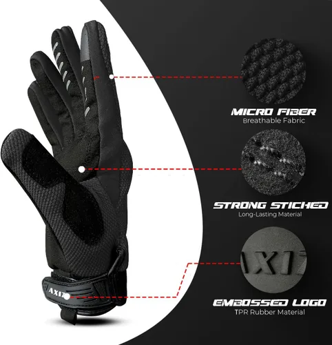 Vista 7 de AXIZ Guantes de motocicleta para hombres y mujeres, guantes de ciclismo protegidos para pantalla táctil para MTB BMX, motocross, carreras