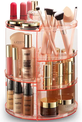 Vista 15 de Organizador de maquillaje giratorio de 360 grados – Altura ajustable y totalmente giratorio. El organizador de cosméticos perfecto para el tocador