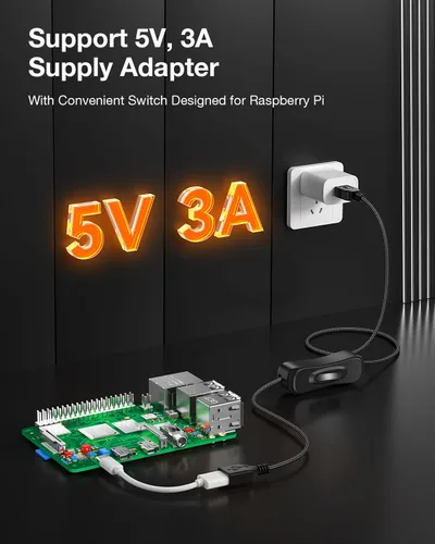 Vista 5 de ANDTOBO Cable de extensión de interruptor USB, cable de extensión USB mejorado con cable de interruptor de encendido y apagado para tiras LED