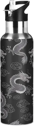 Vista 8 de Insulated Water Bottle 20 Oz, BPA-Free Sport Water Bottle for Gym Outdoor Travel School, Dragons Cloud Black
